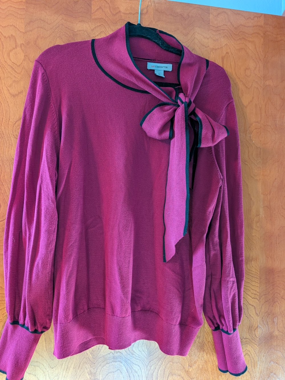 Liz Claiborne Women's Magenta Bow-Neck Sweater